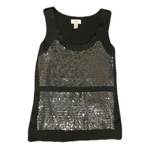 Ann Taylor LOFT Black Clear Sequin Tunic Top Size S